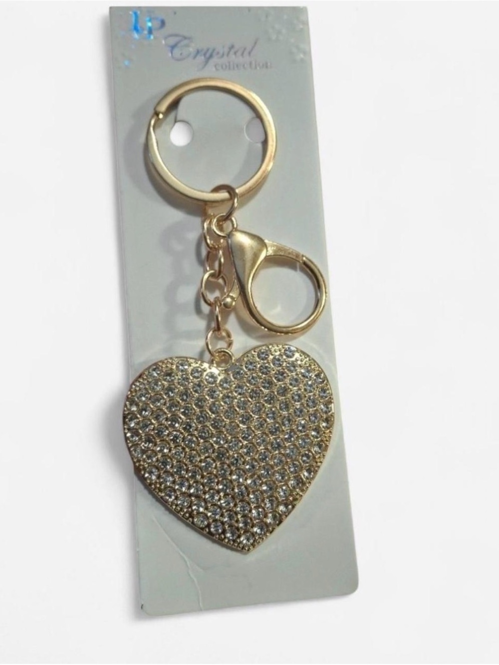 Sparkling Rhinestone Heart Charm - Gold